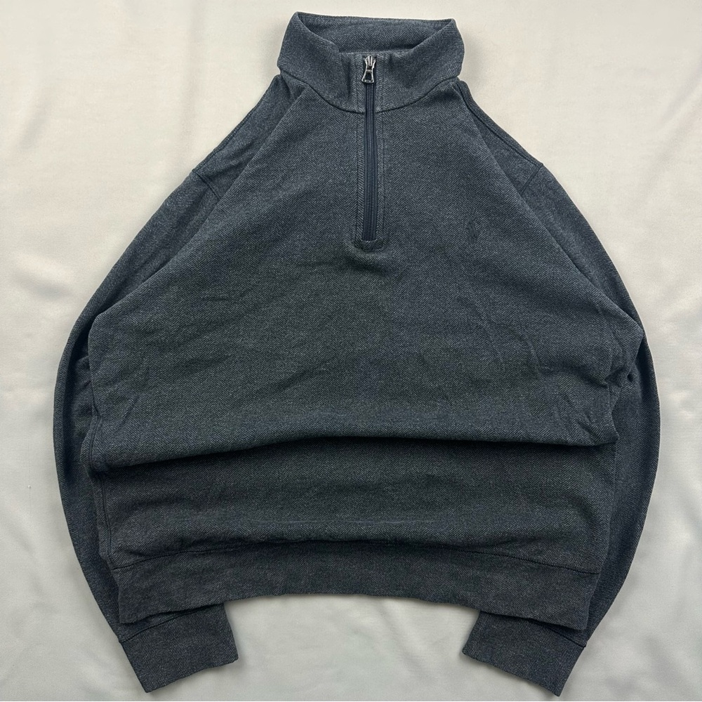 Polo Ralph Lauren Men's Luxury Jersey Quarter-Zip Pullover Top Grey,